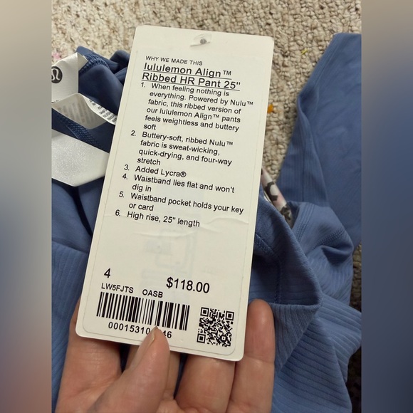 Lululemon Align Ribbed High-Rise Pant 25” size 4 new with tag - Picture 2 of 6